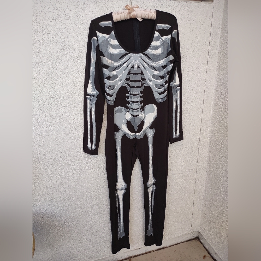 Costume USA Skeleton Bodysuit Unitard Halloween Party Goth Festival One Size